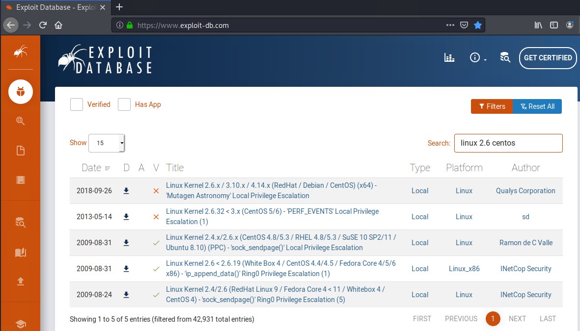 Exploit DB results