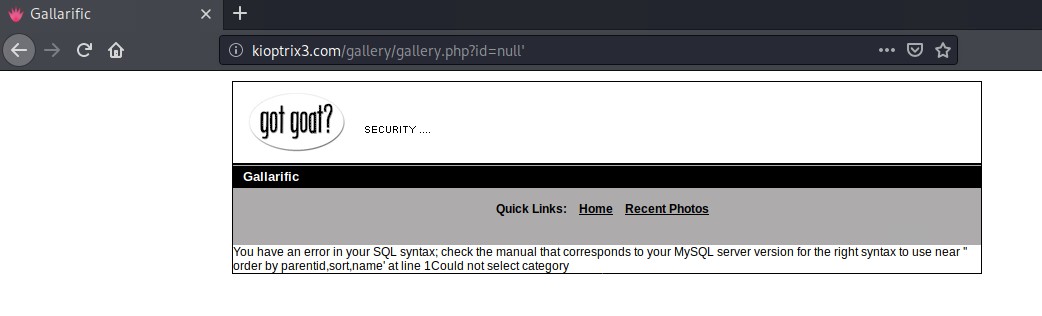 SQL Injection error